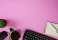 Flat lay office desk with copy space Royalty Free Stock Photo