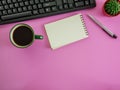 Flat lay office desk with copy space Royalty Free Stock Photo