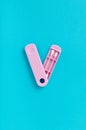 Flat lay top view reusable silicone swab on blue background