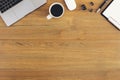 Flat lay, top view wooden office desk Workspace Royalty Free Stock Photo