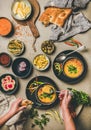 Turkish traditional lentil soup Mercimek and man eating from spoon Royalty Free Stock Photo