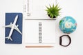 Flat lay vacation planing and traveler concept Royalty Free Stock Photo