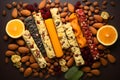 A flat lay of a variety of healthy energy bars with nuts