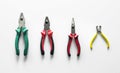 Flat lay of various pliers isolated Royalty Free Stock Photo