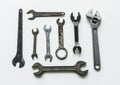 Flat lay of various wrench Royalty Free Stock Photo