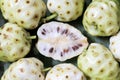 Flat lay view of Cheese fruit Noni fruit in Rarotonga Cook Islands Royalty Free Stock Photo