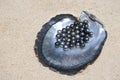 Flat lay view of excellent Round Tahitian Black Pearls Royalty Free Stock Photo