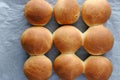 Flat lay view of fresh bread rolls Royalty Free Stock Photo