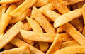 Flat lay view of steak french fried pommes or chips Royalty Free Stock Photo