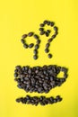 Flat layer coffee beans in cup and smell icon shape Royalty Free Stock Photo