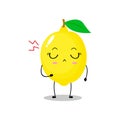 A flat lemon character with cute cranky expression