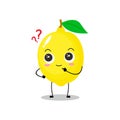 A flat lemon character with cute curious expression