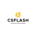 flat letter mark initial CS CSFLASH logo design