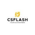 flat letter mark initial CS CSFLASH logo design Royalty Free Stock Photo