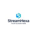 Flat letter mark initial S STREAM HEXA logo design Royalty Free Stock Photo