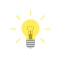 Flat light bulb illustration. Glowing lightbulb icon isolated on background