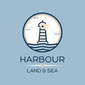 Flat lighthouse icon on blue sea, illustration vector background Royalty Free Stock Photo