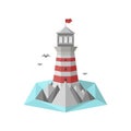 Flat lighthouse vector lllustration low poly flat Royalty Free Stock Photo