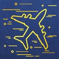 Flat Line art design graphic image concept of airplane icon a bl Royalty Free Stock Photo