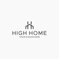 flat line art HIGH HOME building house logo design