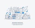 Flat line-art illustration of business process Royalty Free Stock Photo