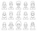 Flat line avatars set