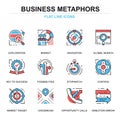 Flat line business process icons concepts set for website and mobile site and apps. Royalty Free Stock Photo