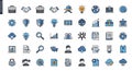 Flat Line Business and Technology Icons Set Royalty Free Stock Photo