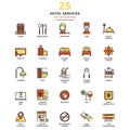 Flat Line Color Icons- Hotel Service Royalty Free Stock Photo