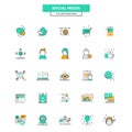 Flat Line Color Icons- Social media Royalty Free Stock Photo