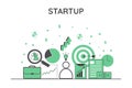 Flat Line Color illustration Concept for Startup. Concepts web banner and printed materials. Vector Illustration Royalty Free Stock Photo