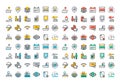 Flat line colorful icons collection of hotel services Royalty Free Stock Photo