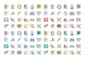 Flat line colorful icons collection of medicine theme Royalty Free Stock Photo