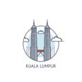 Flat line deisgned icon - Kuala Lumpur