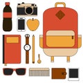 Flat line design concept vector illustration of every day carry and outfit accessories, things, tools, devices