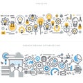 Flat line design concepts for creative process workflow and SEO Royalty Free Stock Photo