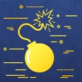 Flat Line design graphic image concept of bomb icon Royalty Free Stock Photo