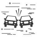 Flat Line design graphic image concept of car crash vector illus Royalty Free Stock Photo