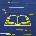 Flat Line design graphic image concept of open book icon on a bl Royalty Free Stock Photo