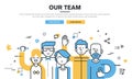 Flat line design style modern vector illustration concept for business people teamwork Royalty Free Stock Photo