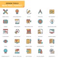Flat line design tools icons set for website and mobile site and apps. Royalty Free Stock Photo