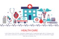 Flat line design website banner of healthcare, clinic and hospit