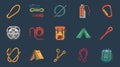 Flat Line Filled Climbing Equipment Set Icon Pack Illustration Royalty Free Stock Photo