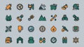 Flat Line Filled Climbing Equipment Set Icon Pack Illustration Royalty Free Stock Photo