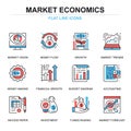 Flat line global market economics icons concepts set for website and mobile site and apps.