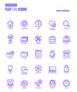 Flat line gradient icons design-Basic and Universal