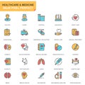 Flat line healthcare and medicine icons set for website and mobile site and apps. Royalty Free Stock Photo