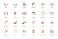 Flat line icon bullet journal study web vector set Royalty Free Stock Photo