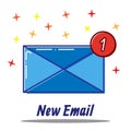 Flat line icon concept set of New Email, incoming message,