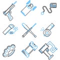 Flat line icons collection of self-defense